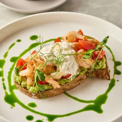 Sourdough toast with shrimps